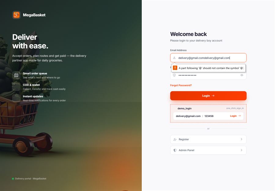 Rider Earnings — MegaBasket Delivery panel